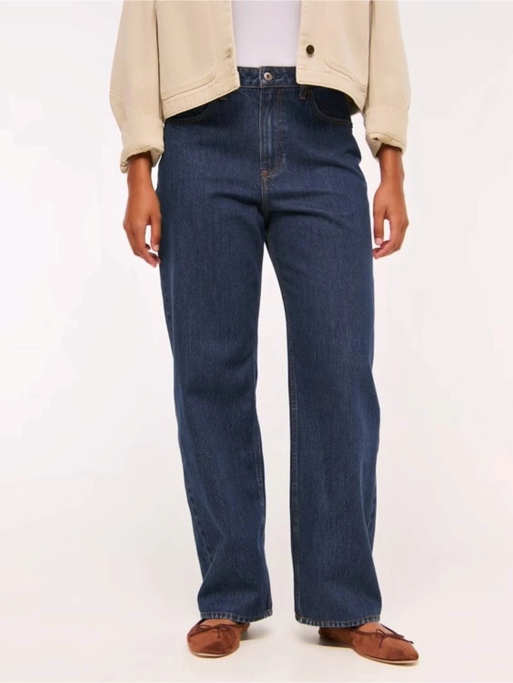 NWT - Abercrombie & Fitch High Rise Loose Jeans Blue Waist 28 short